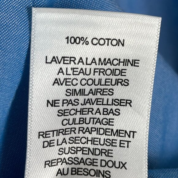 Foxcroft Womens 8 Blue Non Iron Fitted Button Up Shirt 3/4 Sleeve Blouse - Picture 5 of 10